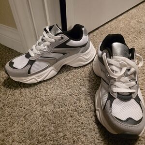 Rachel Zoe White and Silver Sneakers